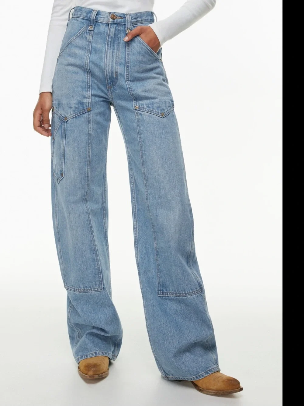 Re/Done Superhigh Workwear Carpenter Jean in Indigo Blue  - Size 27